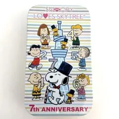 スヌーピー　缶　スカイツリー　7周年記念 スライド缶　お菓子缶　PEANUTS