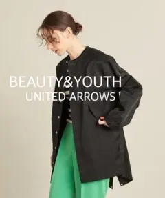 BEAUTY&YOUTH フィッシュテール ノーカラーブルゾン -撥水加工-