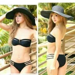 水着　レディース　白バンドゥビキニ