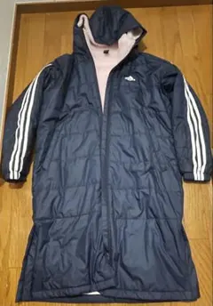 adidas ネイビー 子供用ベンチコート 裏地フリース 160cm