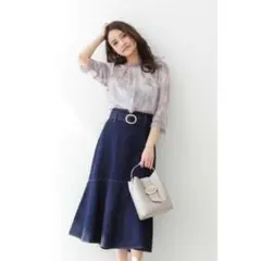 ▼プロポーションボディドレッシング マーメイドミモレデニムスカート