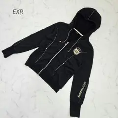EXR ジップアップパーカー ゴールド ロゴ刺繍 ラメ入 平成 y2k 黒 Mのサムネイル