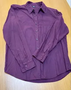 ユニクロ　コットンネルシャツ　M パープル　無地　マルチ　長袖　綿100％