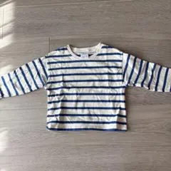 ZARA 長袖カットソー 3歳 白/青ストライプ