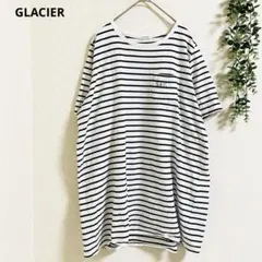 グラシア Tシャツ カットソー L 白　ボーダー柄　コットン100% カジュアルのサムネイル