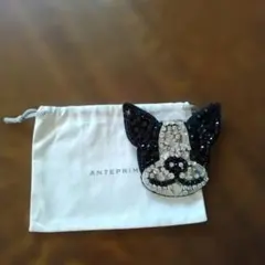 ANTEPRIMA ビーズ刺繍フレンチブルドッグブローチ