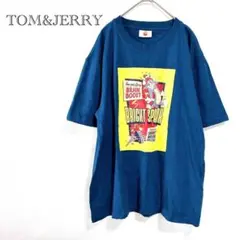 トムとジェリー半袖Tシャツ LL ネイビー コットン100% プリント ゆったり