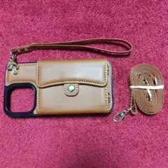 iPhoneケース（ショルダー ストラップ、ICカード収納付き）