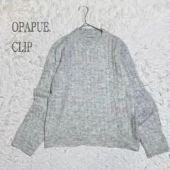 オペークドットクリップ　ニット　セーター　グレー　ウール混　Mサイズ　カジュアル