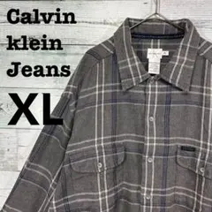 Calvin Klein Jeans チェック柄 ネルシャツ XLシャツ グレー