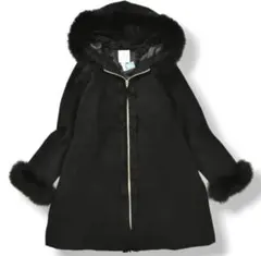 ランバンオンブルー☆LANVIN☆ファー☆ウール コート☆Aライン