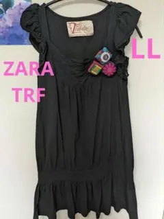 【ZARA trafaluc】モチーフ付き切り替えワンピース 黒 XLのサムネイル