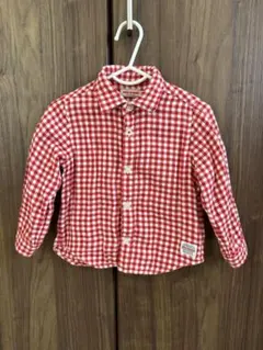 ミキハウス 赤・白チェック 長袖シャツ 90cm