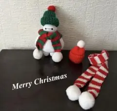 Christmas ミニマフラー　ニット帽子　ディスプレイ用