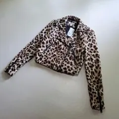 新品 H&M ひょう 豹 ダブルライダース L コットン レオパード Y2K