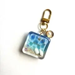 【kc.031】レジン　キーホルダー　チャーム　海　夏　浜辺　貝殻