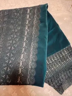 ダークグリーン ベルベット 着物ショール