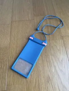 スマホ用 防水ケース ブルー ネックストラップ付