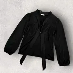 【a.v.v】アーヴェヴェ ブラウス ノーカラー リボン テロテロ Lサイズ