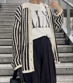 《美品》ピュアルセシン　透かし編みカーディガン