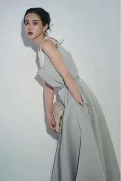 【未使用】ANDREA&Co.リボンデザインベルテッドフレアワンピース