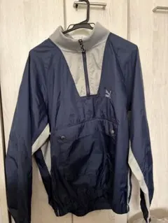 PUMA ネイビー グレー ハーフジップジャケット M