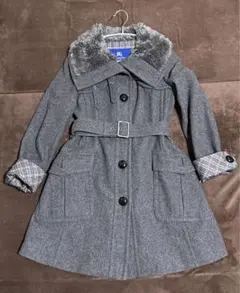 【最終値下げ】バーバリーブルーレーベル　コート　ベルト ロゴボタン グレー　38