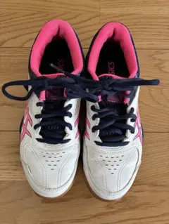 ASICS バドミントンシューズ ホワイト/ネイビー/ピンク 22.5cm
