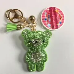 キラキラ キーホルダー くま 黄緑 ♪