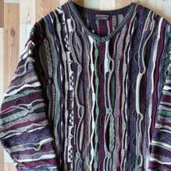 90s ROUNDTREE&YORKE 3Dニット 総柄セーター 柄ニット 古着