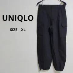 ㉕【UNIQLO】イージーカーゴパンツ 黒 XL 丈長め 人気品番 468643