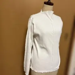 リブ編みハイネックトップス F ホワイト