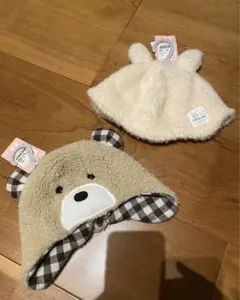 【2点セット】新品、未使用✨ベビー　帽子　うさ耳　くま　もこもこ帽子