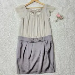 美品✨　ダイアグラムグレースコンチネンタル 　ワンピース　リボン　バイカラー　S