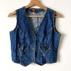MJS ヴィンテージ デニムベスト ジレ 濃紺 アメカジ古着　レディースS