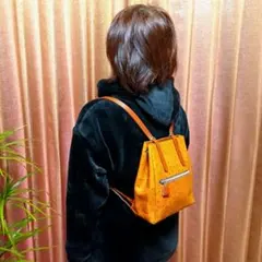 ★ミニリュック★オーストリッチ 風★リュック★ キャメルカラー★小さくて可愛い