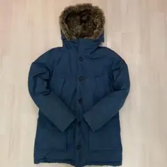 ●Mノースフェイスネイビー紺グースダウンジャケットパーカファー付