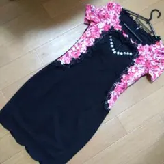 デイジー花柄レース装飾胸開きミニワンピースドレスキャバクラクリスマス