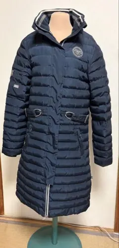 euro-star ダウンコート　紺色　ネイビー　乗馬　フード着脱式