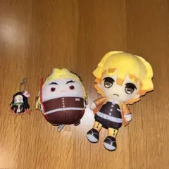 鬼滅の刃 我妻善逸、煉獄杏寿郎 ぬいぐるみ 竈門禰豆子 キーホルダー 3点セット