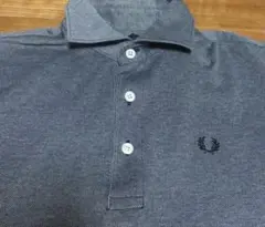 FRED PERRY グレー ポロシャツ Mサイズ 鹿の子 ロゴ刺繍 定番モデル 