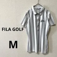 FILA GOLF フィラ　ゴルフ　ポロシャツ　ストライプ　白　M