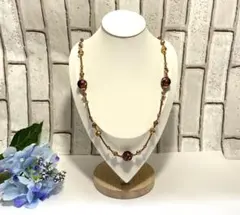 倉庫在庫処分! 新品 とんぼ玉 ブラウン ロングネックレス TL-020