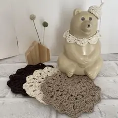 しろくま貯金箱⭐︎フラワーマットS⭐︎アイボリー