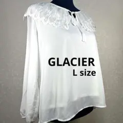 GLACIER レース付き長袖ブラウス L 24A297