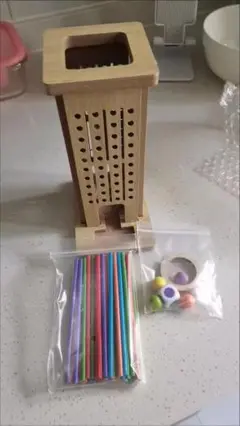 木工キット 穴あきボックスとストローセット