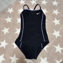 Nike 女の子用水着 XS (130) ブラック 紫