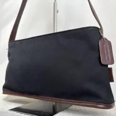 COACHショルダーバッグ　ブラックデニム　ブラウンレザー　コーチ