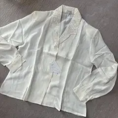 新品 ブラウス シャツ 長袖 長袖ブラウス レトロ 白 アイボリー 昭和 レース
