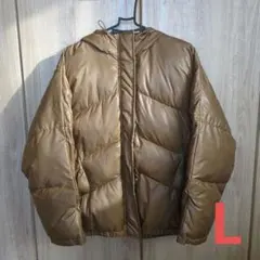 《再値下げ》GU ブラウン フード付きダウンジャケット Lサイズ